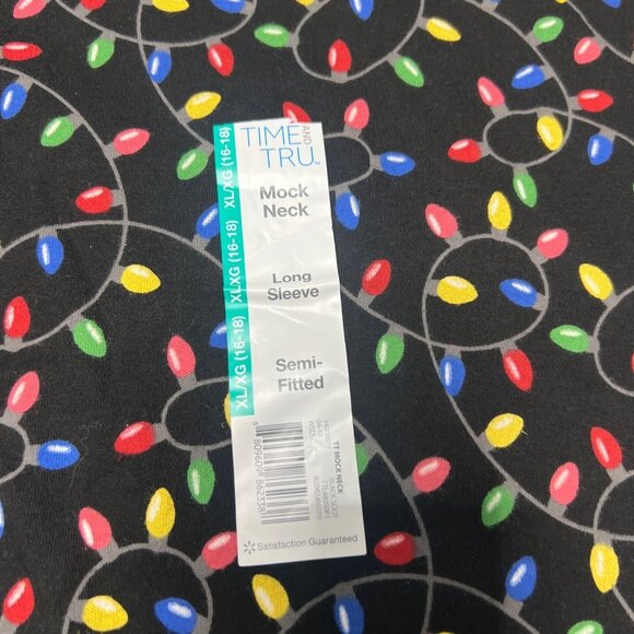 Christmas Lights Mock Top 100% Cotton Christmas Top Size XL - Picture 6 of 7